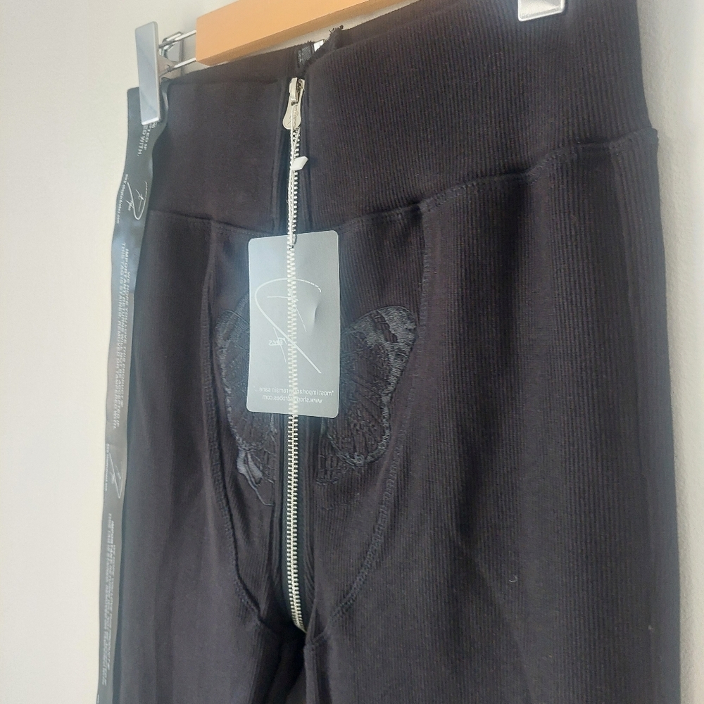 Drobes Mono U-Zip Ribbed Pants, Women's Medium, Black